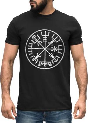 Neverless Print-Shirt Herren T-Shirt Vegvisir Runenkompass
