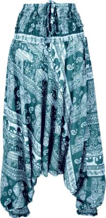 Guru-Shop Relaxhose Pluderhose mit Elefanten-Print, Overall,..
