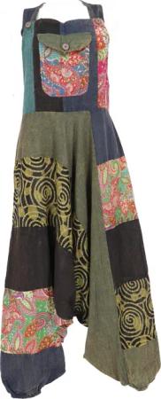 Guru-Shop Relaxhose Unikat Patchwork Boho Latzhose,