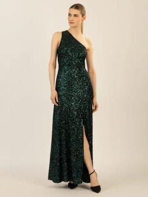 Apart Abendkleid mit unterschiedlich großen Pailletten