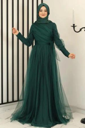 Modavitrini Tüllkleid Langärmliges Maxikleid Damen Muslimisches