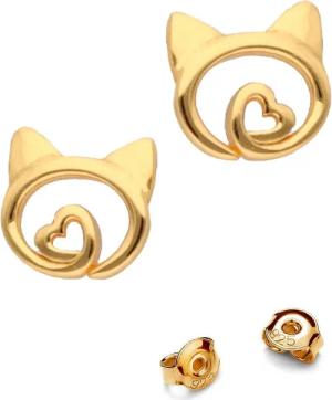 Goldene Hufeisen Paar Ohrstecker Katze Herz