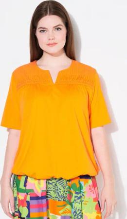 Ulla Popken T-Shirt T-Shirt Gummisaum Biesen