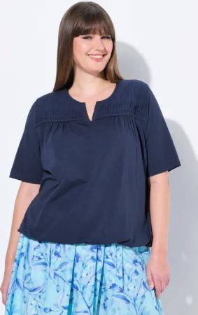 Ulla Popken T-Shirt T-Shirt Gummisaum Biesen