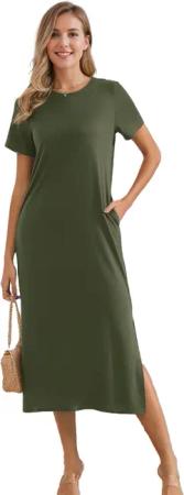 LUCKZON Sommerkleid Damen Maxikleid, geteilt, lässig,
