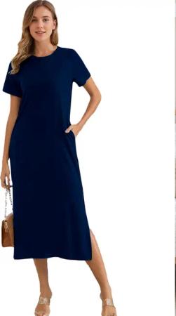 LUCKZON Sommerkleid Damen Maxikleid, geteilt, lässig,