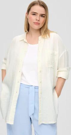 s.Oliver Langarmbluse Hemdbluse aus Baumwolle mit