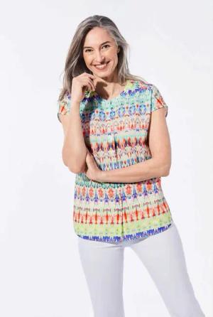 GOLDNER Kurzarmbluse Legere Bluse mit Druck