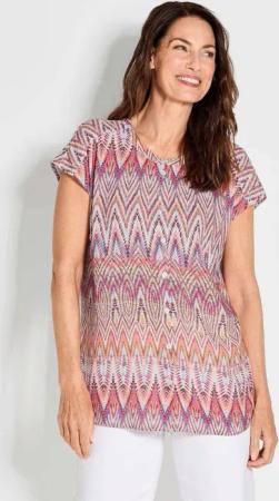 GOLDNER Kurzarmbluse Kurzarm Printbluse für Damen