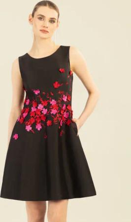 Apart Cocktailkleid mit gestickten Blättern und