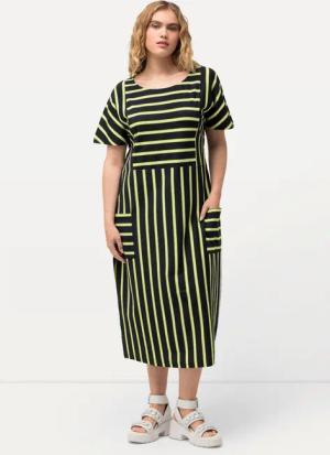 Ulla Popken Midikleid Jersey-Midikleid Streifen Oversized