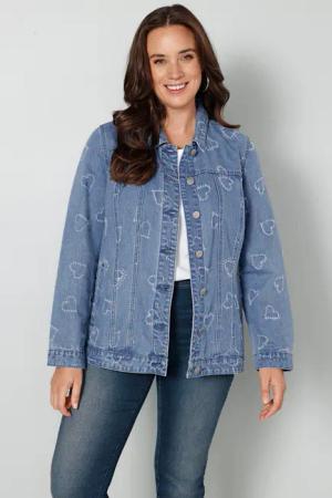 MIAMODA Blusenblazer Jeansjacke Herzen Langarm