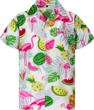 King Kameha Hawaiihemd Flamingo Melone Übergrößen