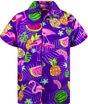 King Kameha Hawaiihemd Flamingo Melone Übergrößen