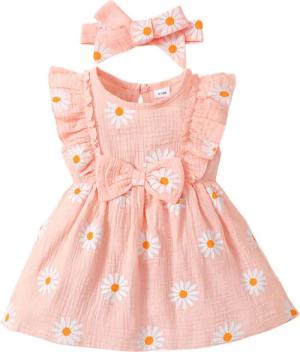 Lapastyle A-Linien-Kleid Ärmellos Baby-Sommerkleid, Strandkleid mit