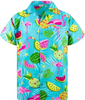 King Kameha Hawaiihemd Flamingo Melone Übergrößen