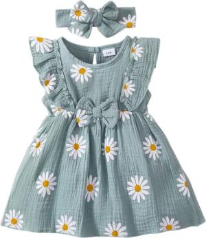 Lapastyle A-Linien-Kleid Ärmellos Baby-Sommerkleid, Strandkleid mit