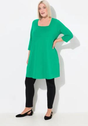 Ulla Popken Longshirt Longshirt A-Linie Carré-Ausschnitt