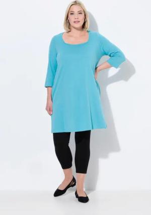 Ulla Popken Longshirt Longshirt A-Linie Carré-Ausschnitt