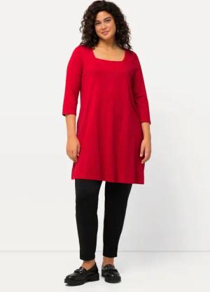 Ulla Popken Longshirt Longshirt A-Linie Carré-Ausschnitt