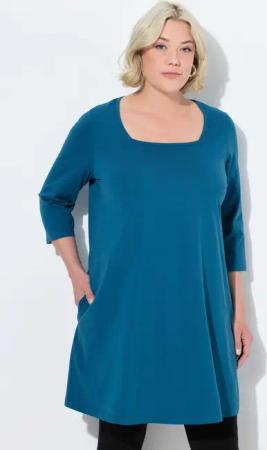 Ulla Popken Longshirt Longshirt A-Linie Carré-Ausschnitt
