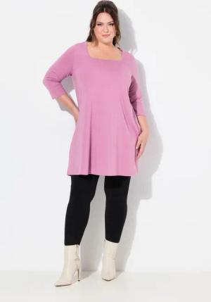 Ulla Popken Longshirt Longshirt A-Linie Carré-Ausschnitt