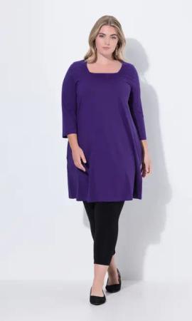 Ulla Popken Longshirt Longshirt A-Linie Carré-Ausschnitt