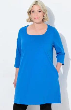 Ulla Popken Longshirt Longshirt A-Linie Carré-Ausschnitt