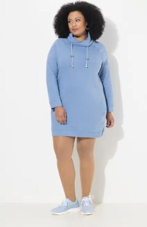 Ulla Popken Jerseykleid Sweatkleid Stehkragen Langarm
