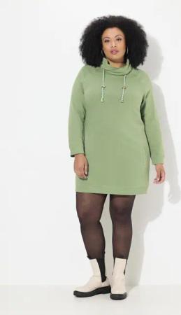 Ulla Popken Jerseykleid Sweatkleid Stehkragen Langarm