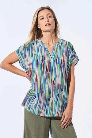 GOLDNER Schlupfbluse Bluse mit Tunika Ausschnitt