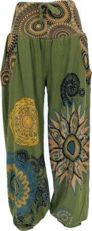 Guru-Shop Relaxhose Weite Pluderhose mit breitem