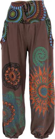 Guru-Shop Relaxhose Weite Pluderhose mit breitem