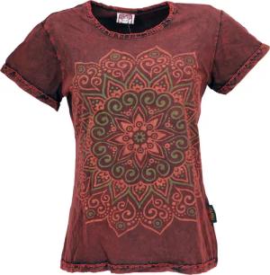 Guru-Shop T-Shirt Boho T-Shirt mit Mandaladruck,