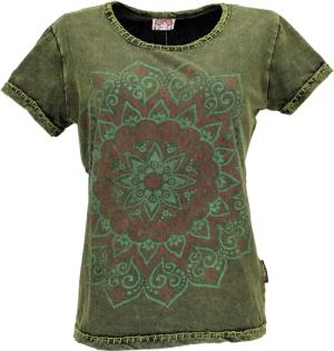 Guru-Shop T-Shirt Boho T-Shirt mit Mandaladruck,