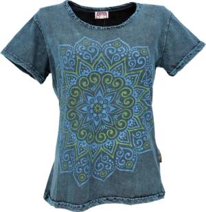 Guru-Shop T-Shirt Boho T-Shirt mit Mandaladruck,