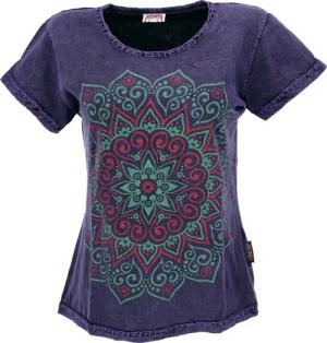 Guru-Shop T-Shirt Boho T-Shirt mit Mandaladruck,