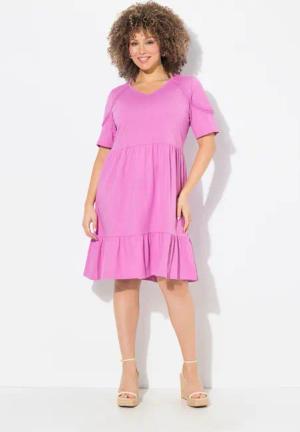 Ulla Popken Jerseykleid Jerseykleid Zierband A-Linie