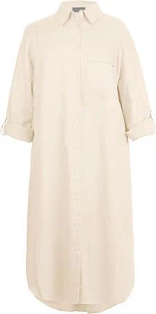 White Label Midikleid Midi-Hemdblusenkleid aus Leinen