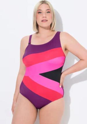 Ulla Popken Badeanzug Badeanzug Colorblocking Softcups