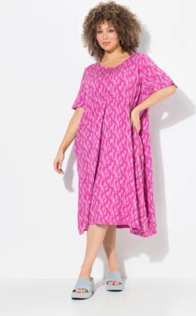 Ulla Popken Jerseykleid Jersey-Midikleid Tupfen Biesen