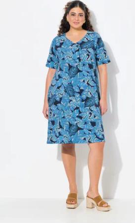 Ulla Popken Jerseykleid Jerseykleid Blätter A-Linie