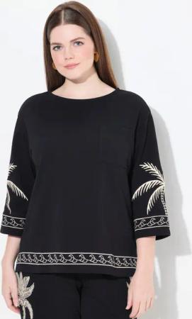 Ulla Popken Sweatshirt Sweatshirt U-Boot-Ausschnitt 3/4-Arm