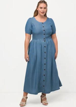 Ulla Popken Dirndl Trachtenkleid Jeansoptik Herzausschnitt