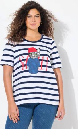 Ulla Popken T-Shirt T-Shirt Katze A-Linie