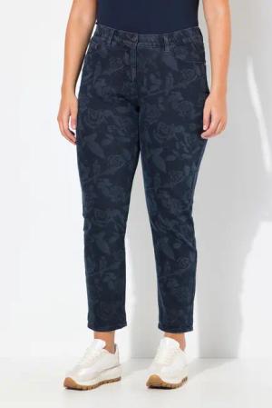 Ulla Popken Regular-fit-Jeans Boyfriend-Jeans Rosenmuster Komfortbund