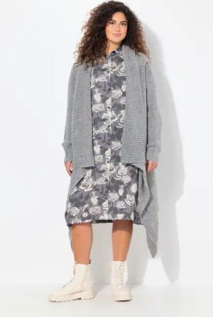 Ulla Popken Cardigan Strickjacke Zipfelsaum A-Linie