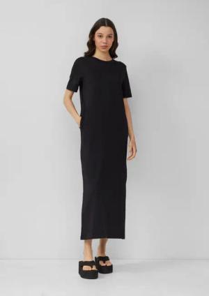 QS Maxikleid Langes Jerseykleid aus Baumwolle