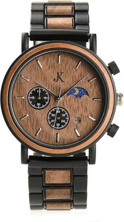 Kim Johanson Quarzuhr Military Moon Herren Holzuhr mit Datumsanzeige, (mit Werkezug)