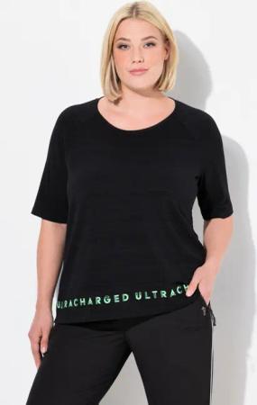Ulla Popken T-Shirt T-Shirt Saum-Schriftzug Classic